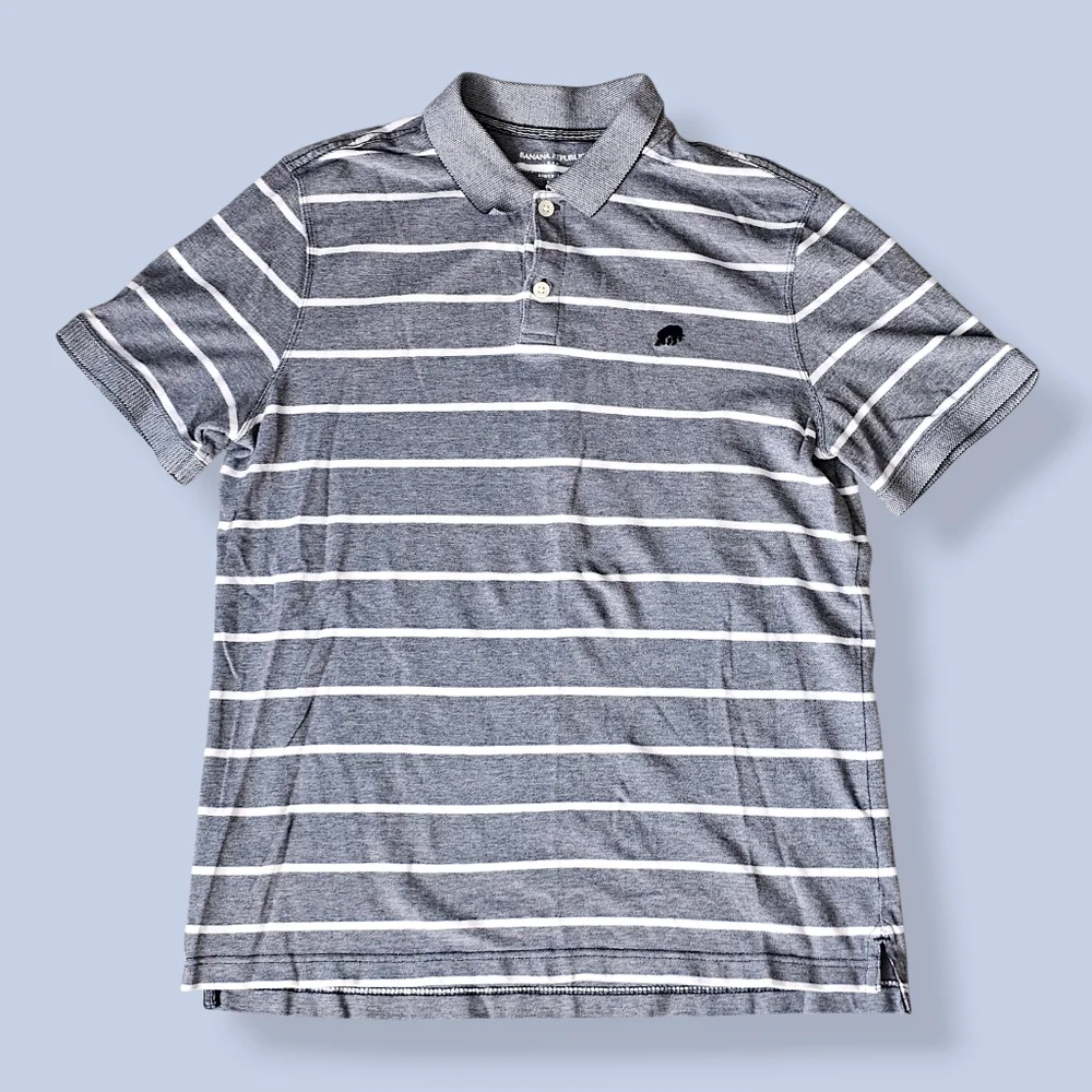 ⛳ Banana Republic Mens Collared Striped Polo - Size L